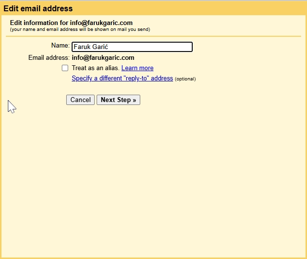 Add custom email address to gmail